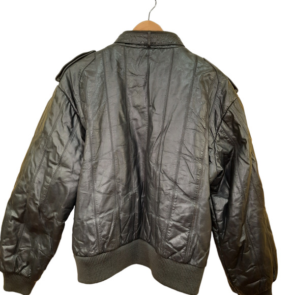 Vintage Members Only| 1980s Gray Leather Bomber Jacket Sz 40 - Picture 2 of 15
